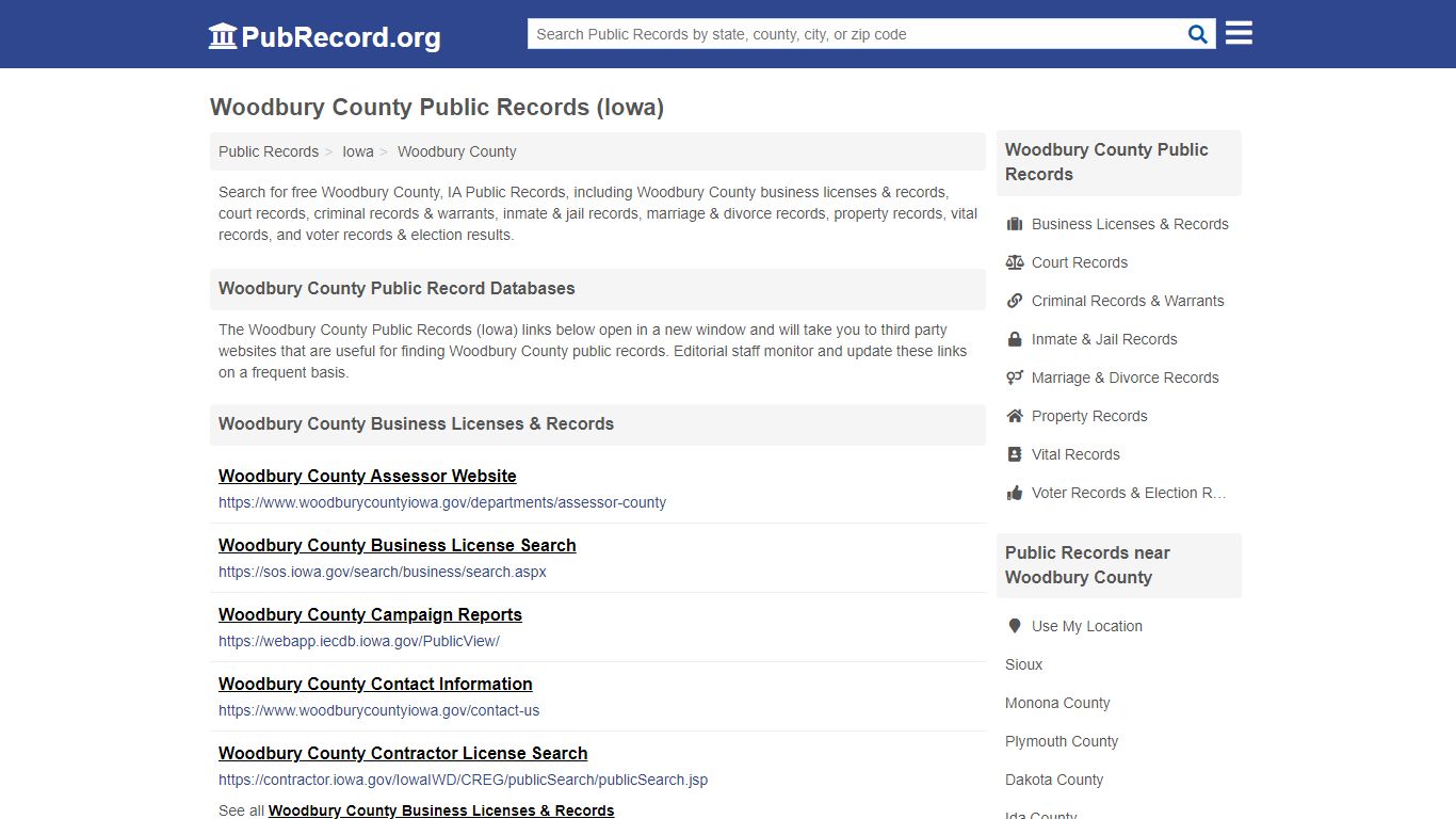 Free Woodbury County Public Records (Iowa Public Records) - PubRecord.org