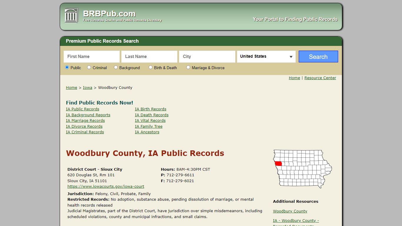 Woodbury County Public Records | Search Iowa Government Databases - BRB Pub